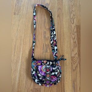 Vera Bradley Black and Purple Crossbody Bag with Quilted Design